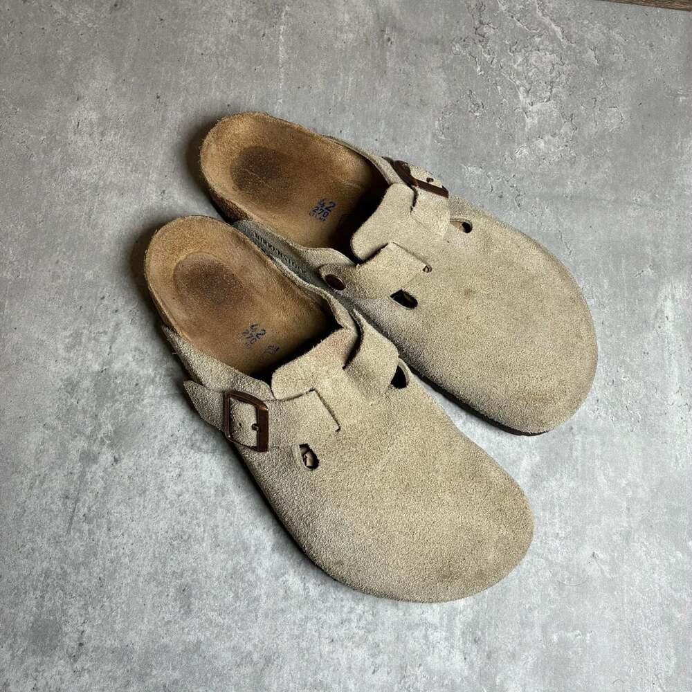 Birkenstock Boston Soft Footbed Suede Clogs Taupe Size 42 M9 L11